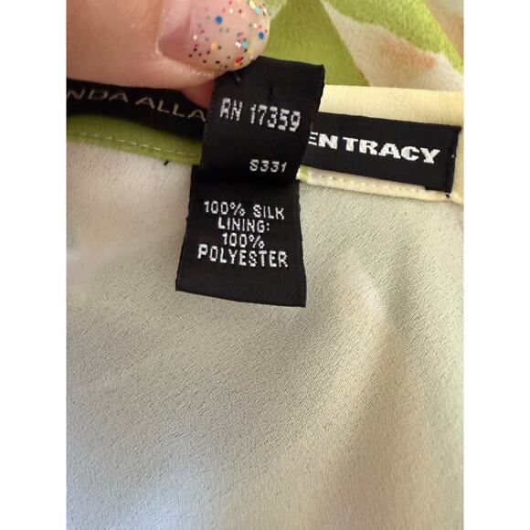 Vintage y2k Linda Allard Ellen Tracy 100% Silk Tropical Print Maxi Skirt Size 8 - Picture 5 of 6